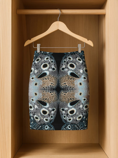 Psychedelic Deer Skin Mini Skirt - Blue Animal Print Bodycon Mini,
